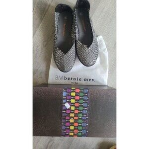 New Bernie Mev Women's Catwalk grey Silver Flats Ballet Shoes Shimmer    US 9